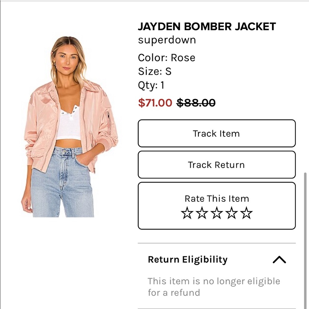 Superdown small pink bomber jacket